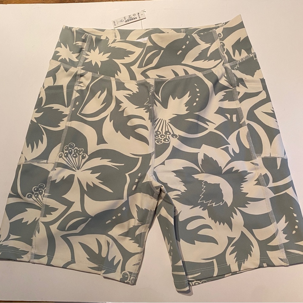 Sz L NWT new Madewell High-Rise 7" Pocket Biker Shorts in Tropicale Floral LARGE